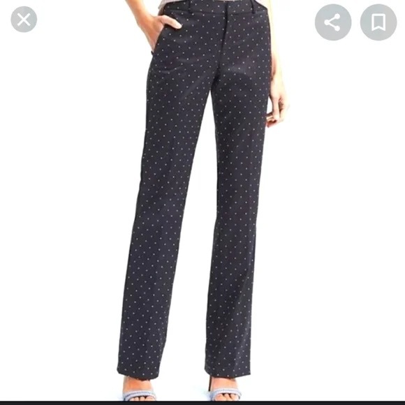Banana Republic Logan Trouser in Navy with white polka-dots, size 12. - Picture 1 of 5